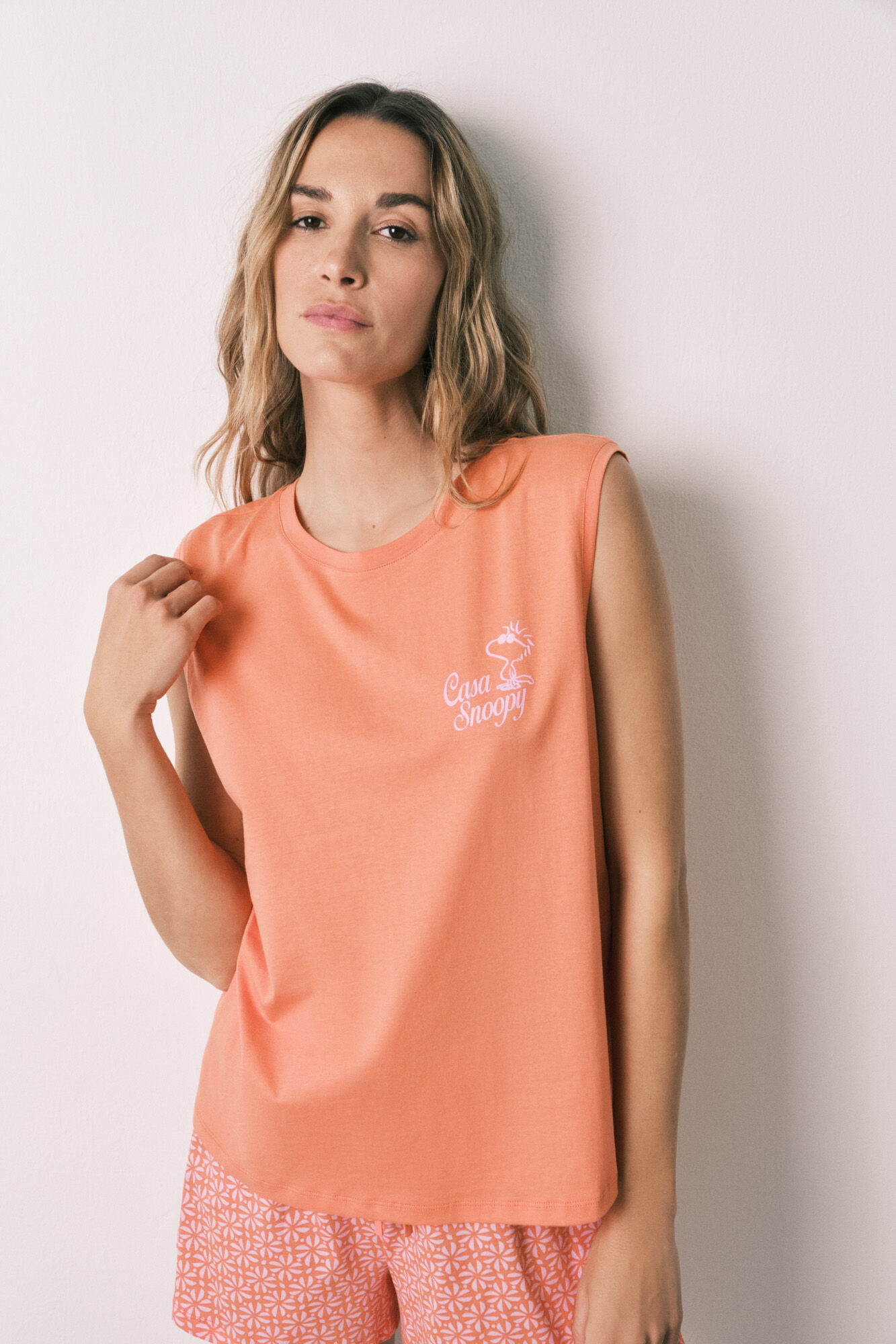 Women'secret Pyjama court en coton Woodstock orange