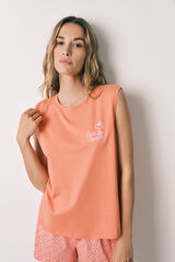 Women'secret Pyjama court en coton Woodstock orange rouge