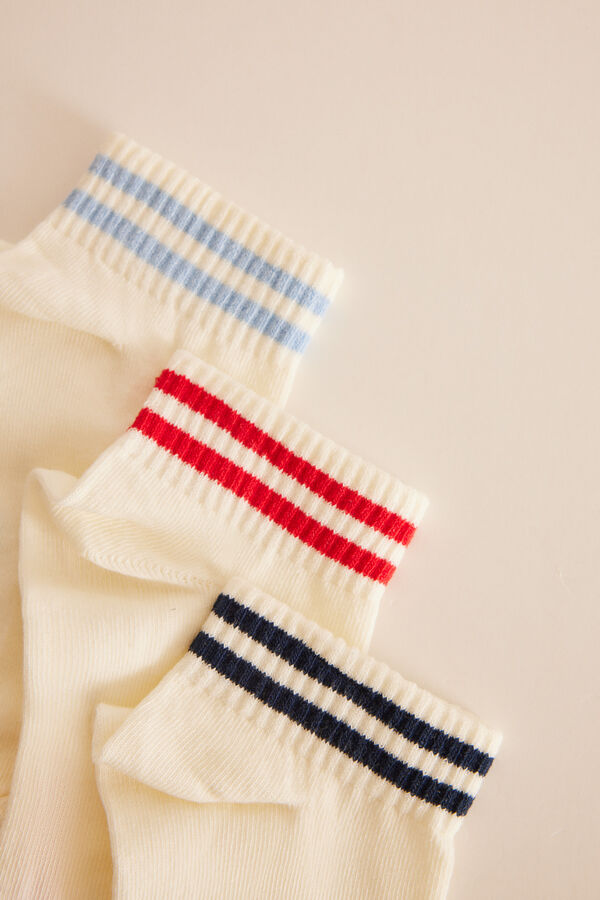 Womensecret 3-pack short striped socks Bijela