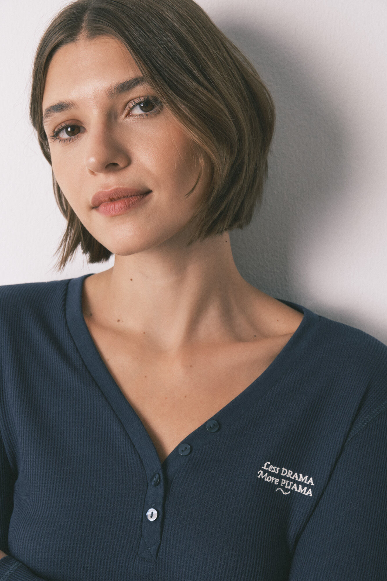 Women'secret Blue waffle long sleeve T-shirt