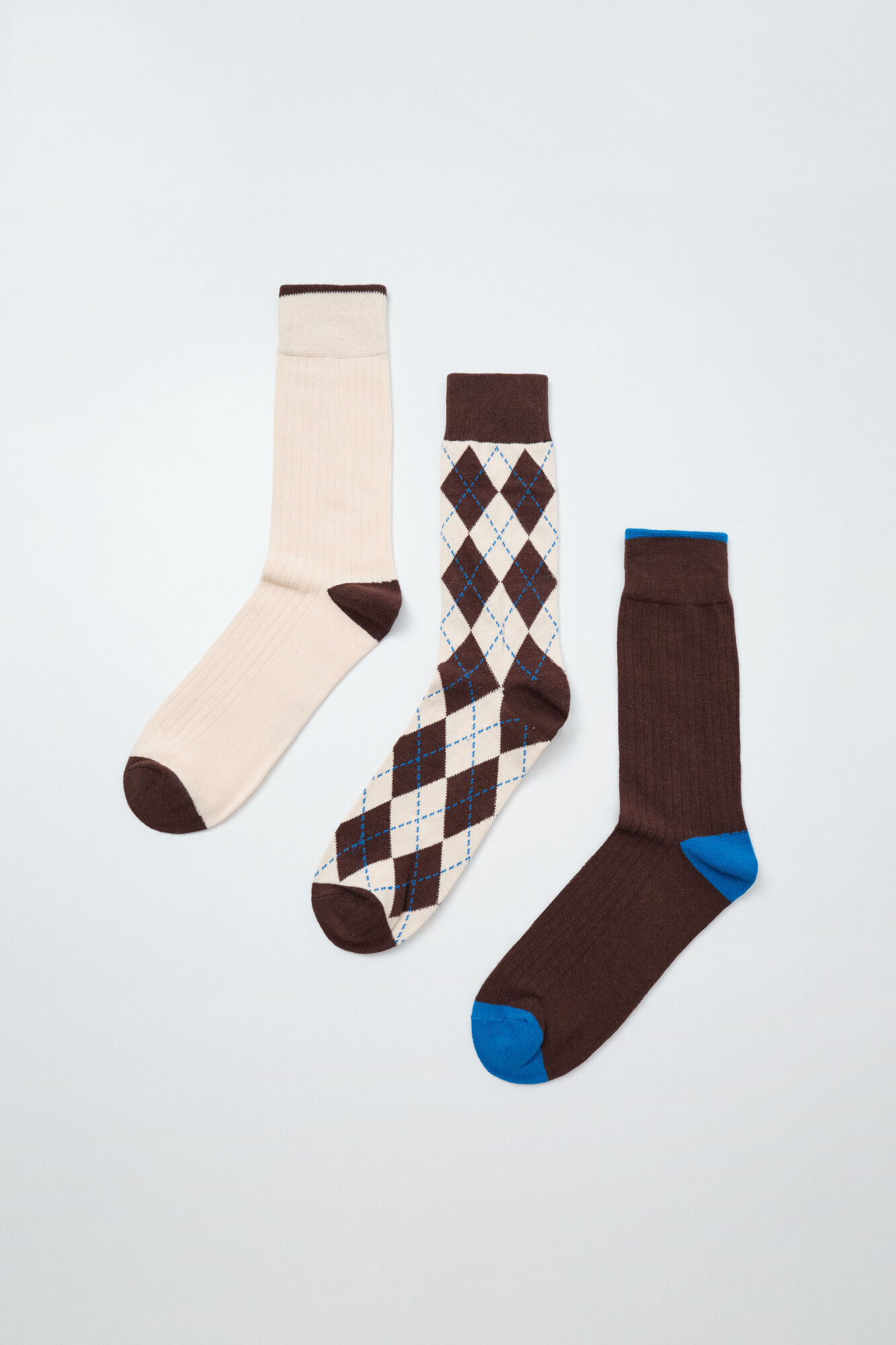 Women'secret Lot de 3 chaussettes unies losanges marron