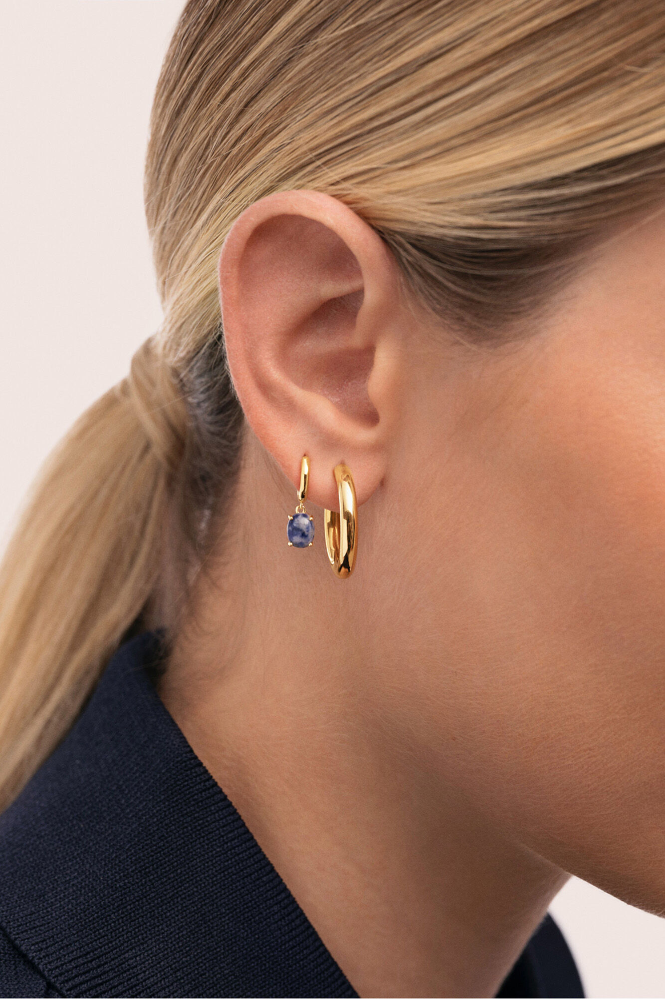 Singularu Einzelne Creole Catalina Stone vergoldet