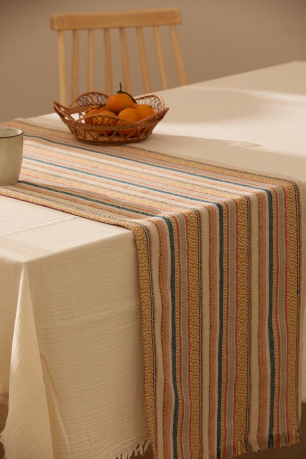 Calma House Caminho de mesa em algod&atilde;o 50x150 estampado