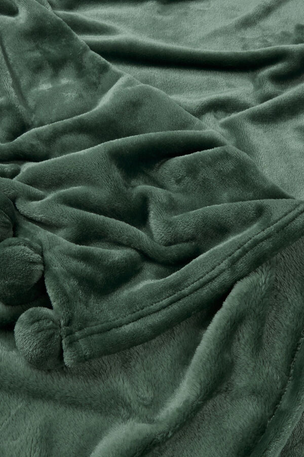 Textura Manta polar pompons verde