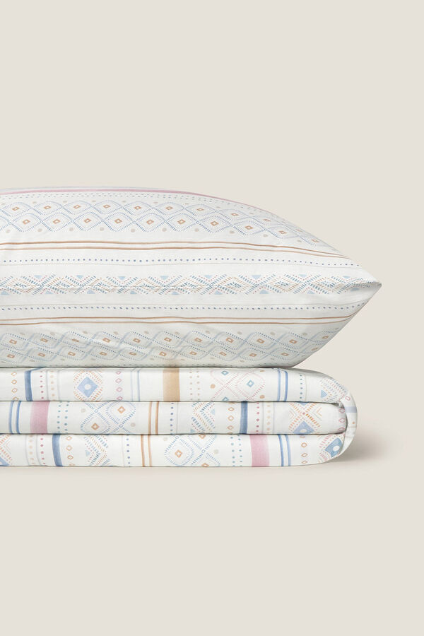 Textura Bedrucktes Satin-Bettlaken Blau