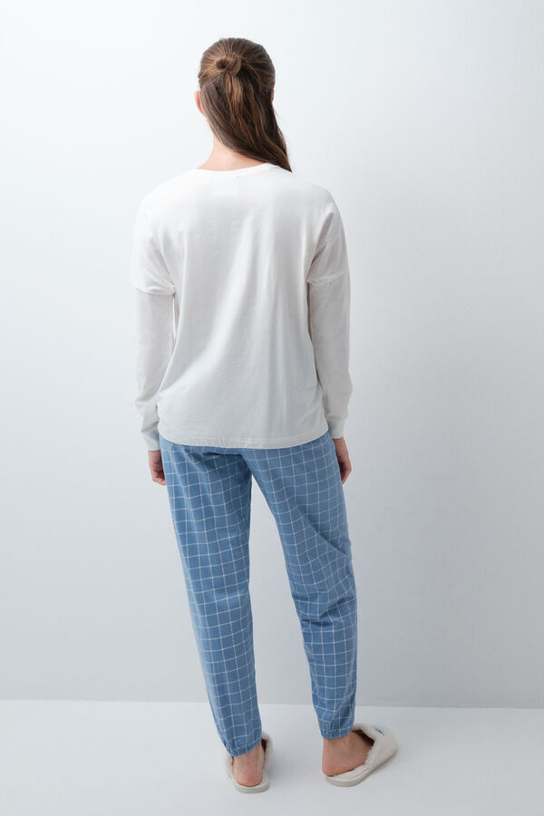 Women'secret Plaid cotton long pyjamas Snoopy beige