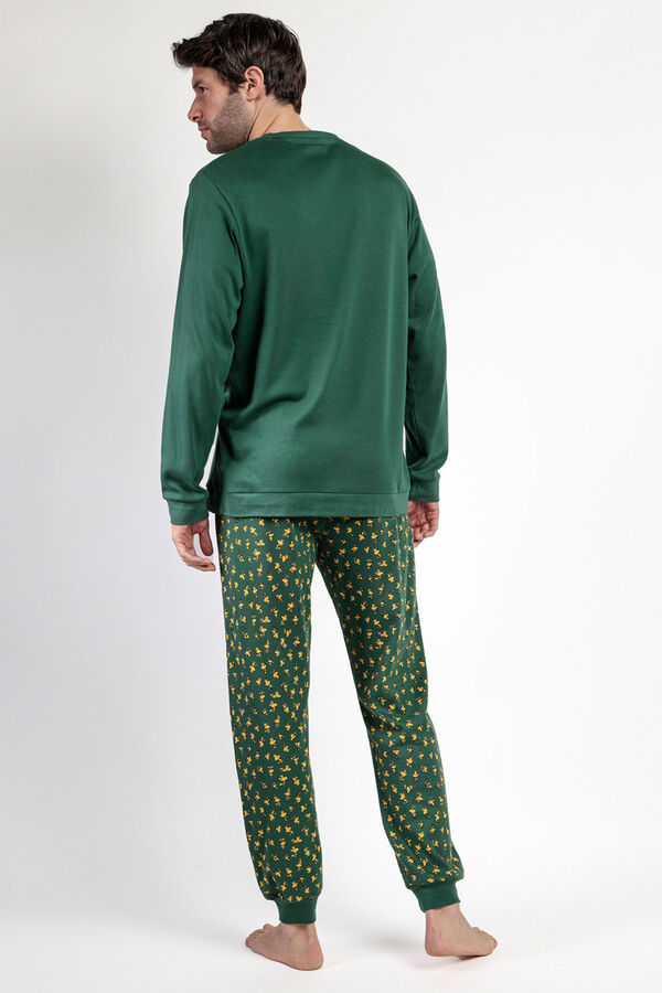 Admas Pijama largo Snoopy 100% algod&oacute;n para hombre verde