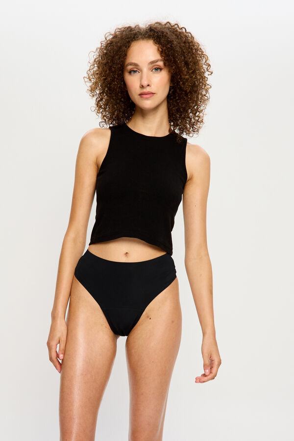 Modibodi Modicomfort Tanga Menstrual Flujo Moderado Black negro