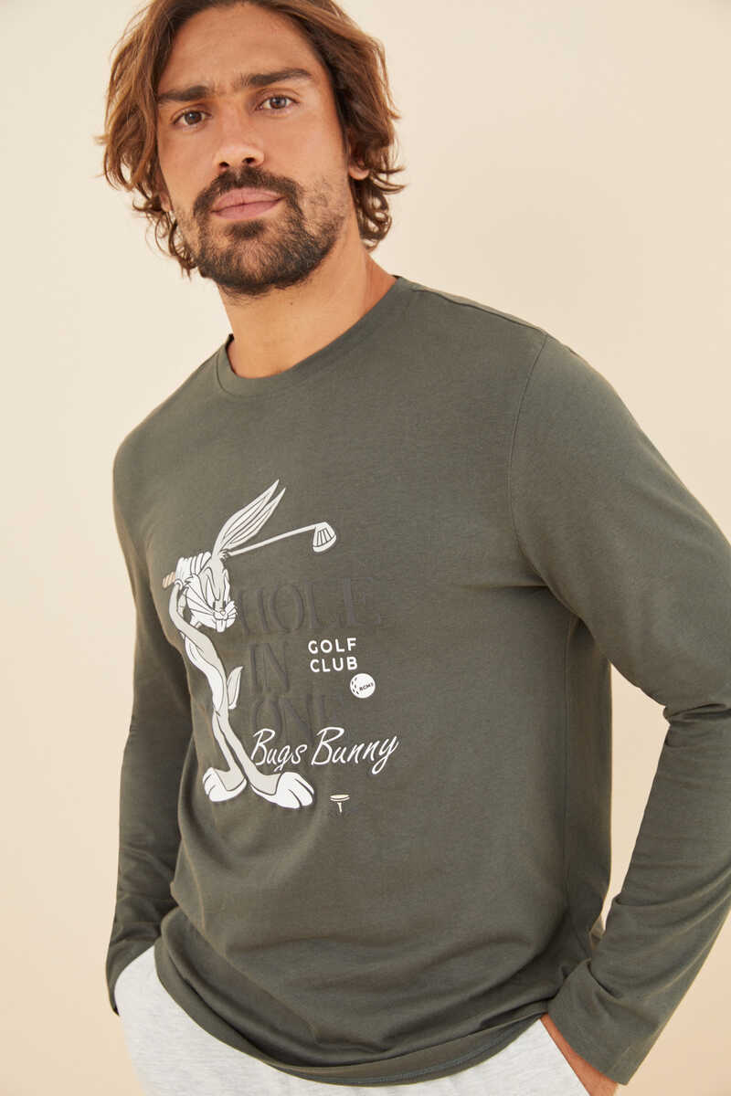 Womensecret Pijama comprido homem 100% algodão Bugs Bunny bege