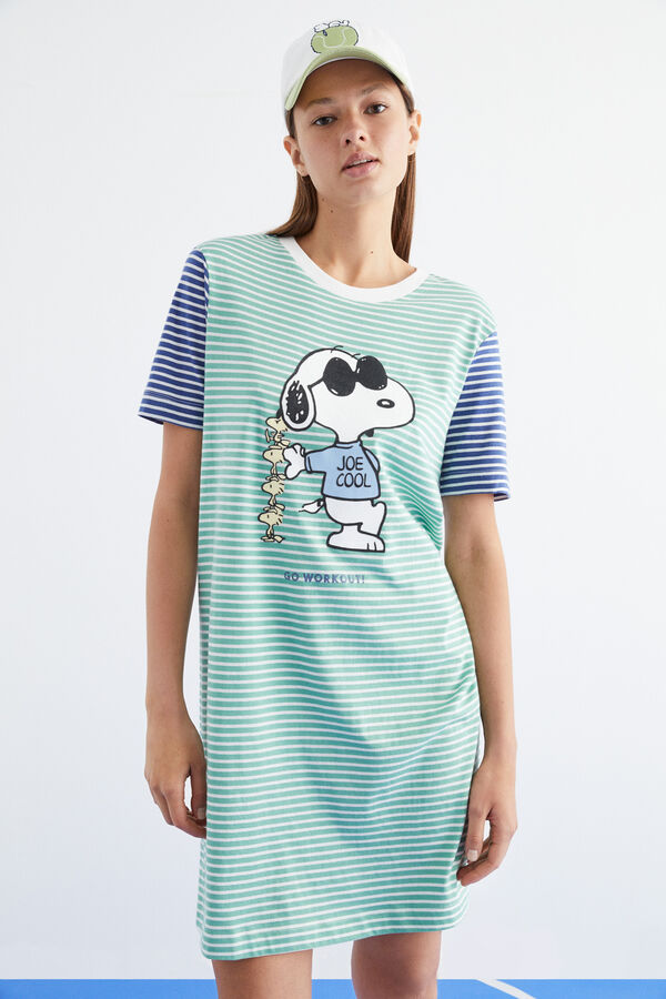 Womensecret Snoopy short striped 100% cotton nightgown printed