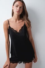 Women'secret Pyjama court &agrave; bretelles en dentelle noir noir