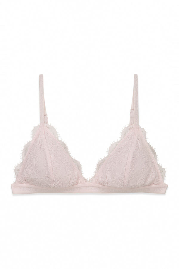 HI&BYE Roze čipkasti trouglasti grudnjak Roze