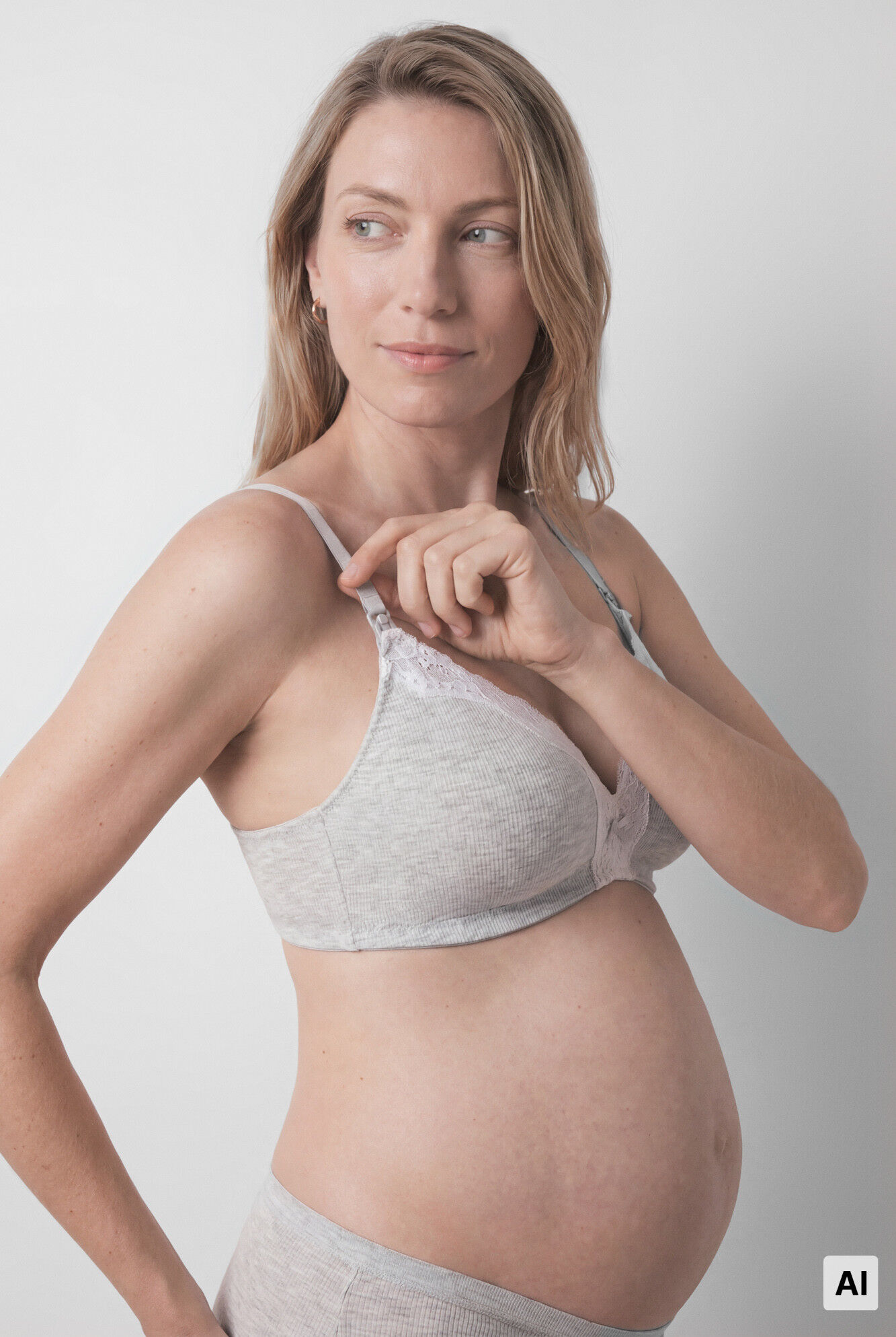 Women'secret Grey cotton triangle maternity bra CHARMING
