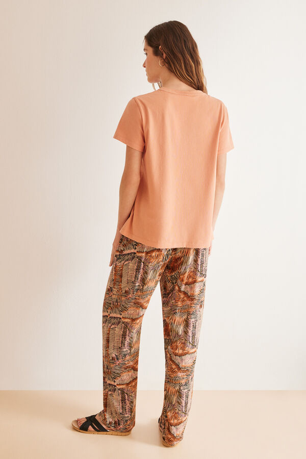 Womensecret Pijama largo 100% algodón ocre Minnie naranja