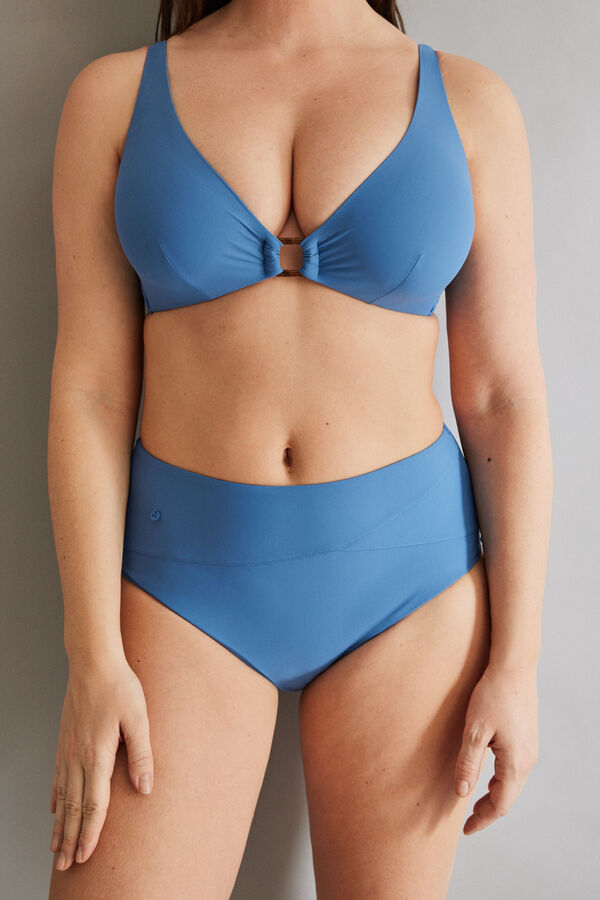 Womensecret Donji deo bikinija visokog pojasa za oblikovanje plave boje Plava