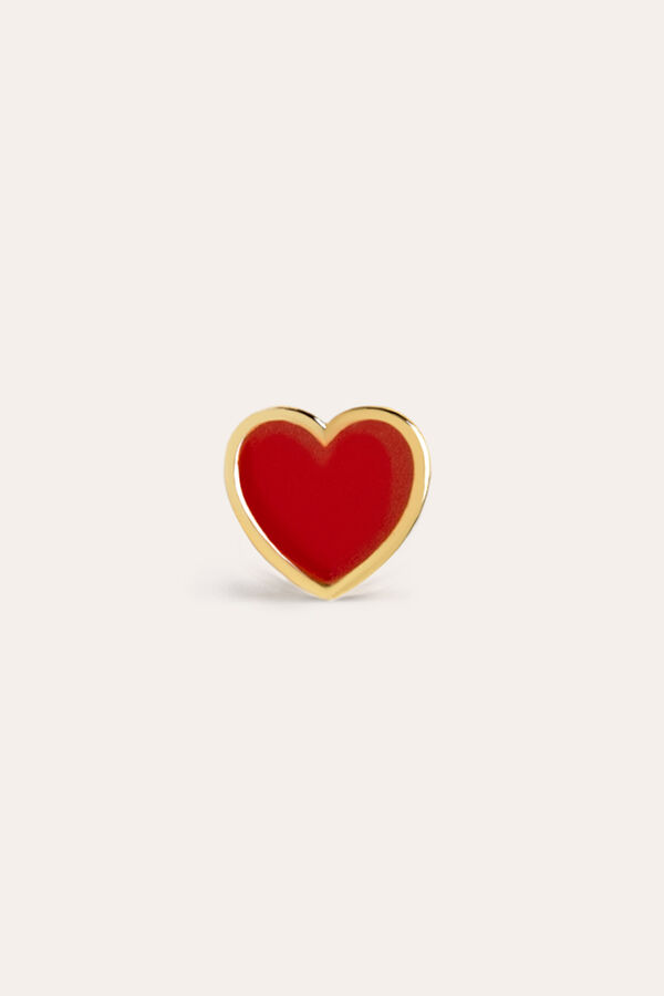 Womensecret Red enamel heart gold-plated silver single earring Žuta