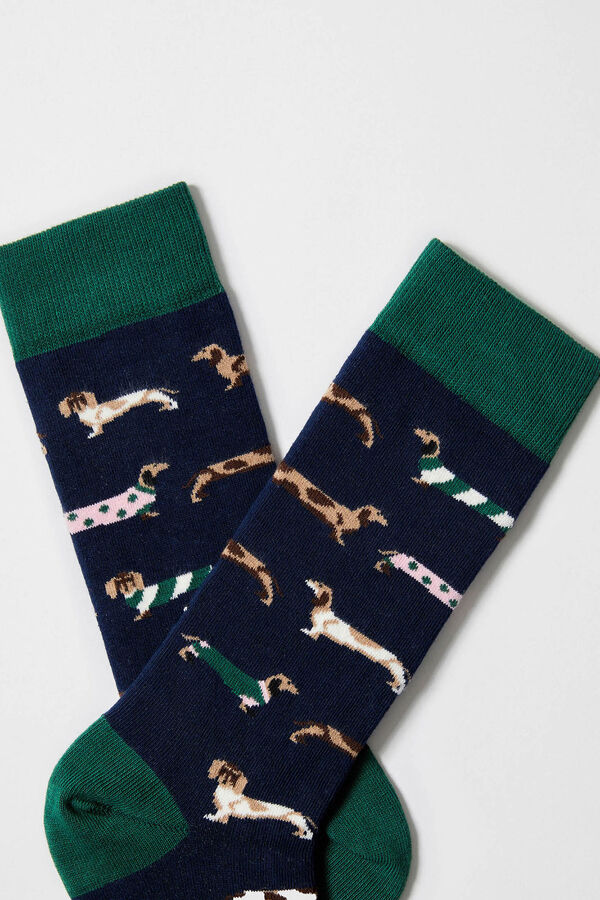 Besocks Calcetines altos de algod&oacute;n org&aacute;nico color azul marino blue