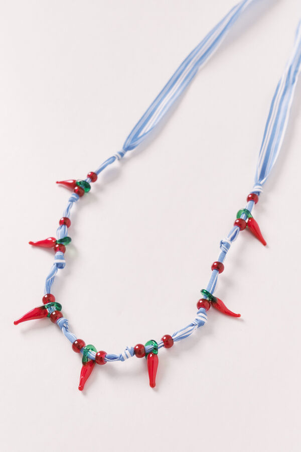 Women'secret Ogrlica od tkanine sa chili perlama Narandžasta