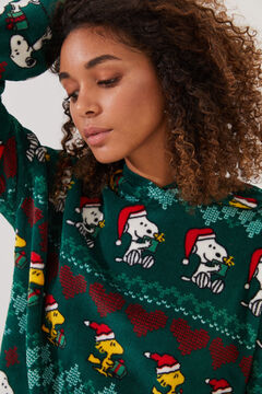 Womensecret Pyjama Fleece Snoopy Weihnachten Grün  Grün