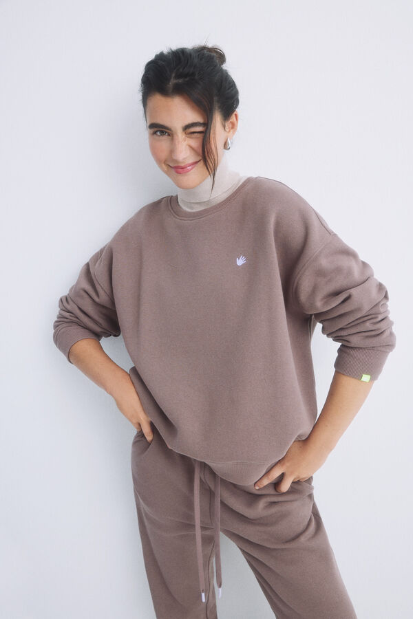 Womensecret Braunes Plüsch-Sweatshirt mit Logo Nude