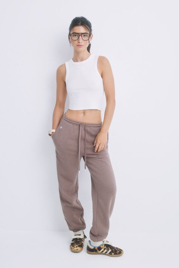 Womensecret Crop top coton ivoire beige