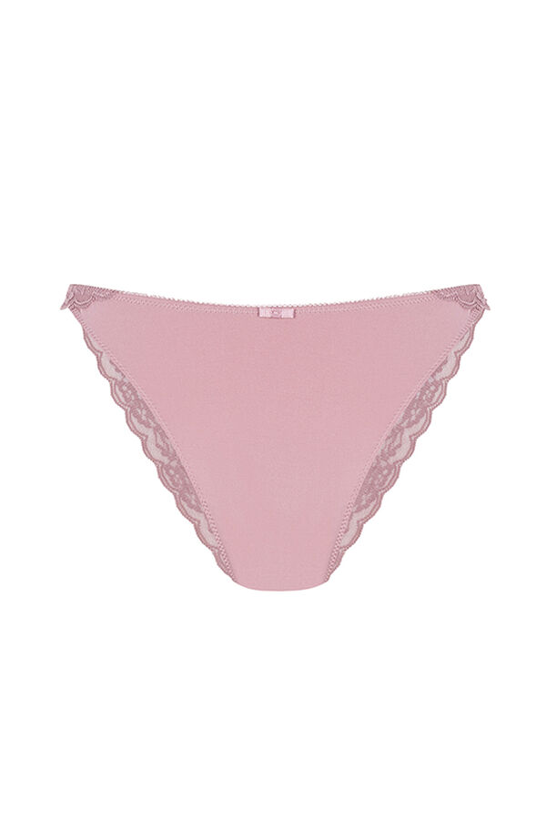 Womensecret Pink microfibre and lace tanga pink