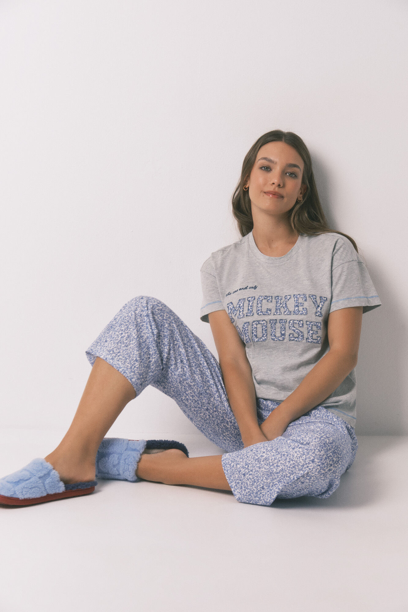 Women'secret Pijama capri algod&oacute;n Mickey gris 