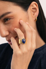 Singularu Indigo blue steel gold plated ring imprim&eacute;