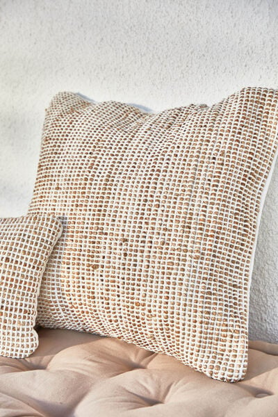 Womensecret West ecru cotton and jute cushion cover printed