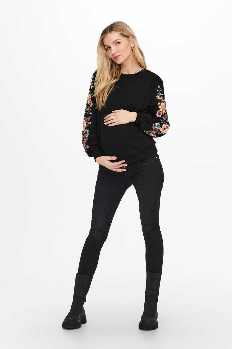 Womensecret Embroidered maternity sweatshirt noir