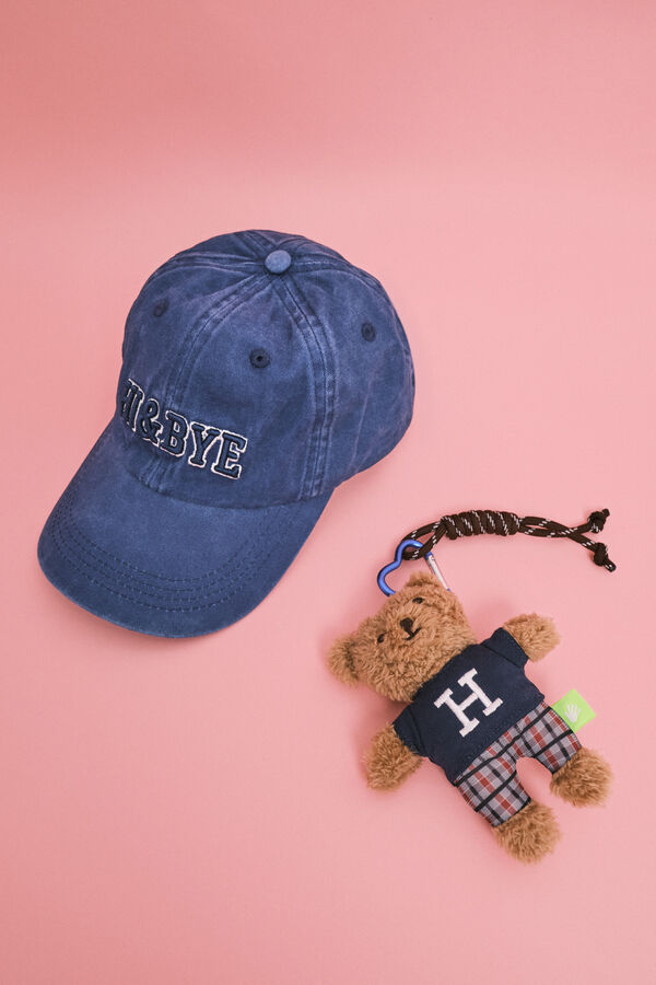 HI&BYE Casquette en coton bleue &agrave; logo brod&eacute; bleu