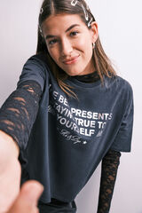 HI&BYE Dark grey glitter short sleeve T-shirt grey