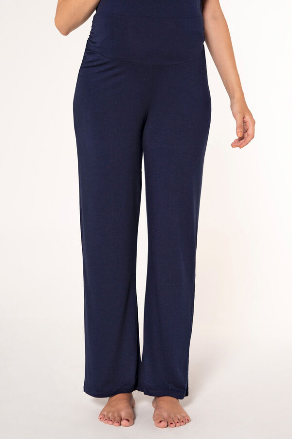 Ohma! Cal&ccedil;as b&aacute;sicas largas de malha pr&eacute;-mam&atilde; azul