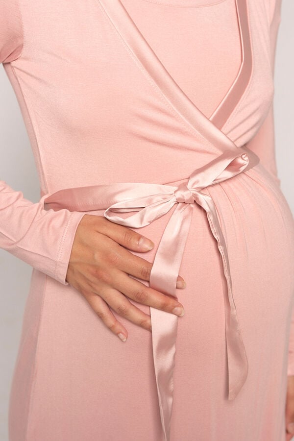 Womensecret Nursing nightgown with satin belt pink