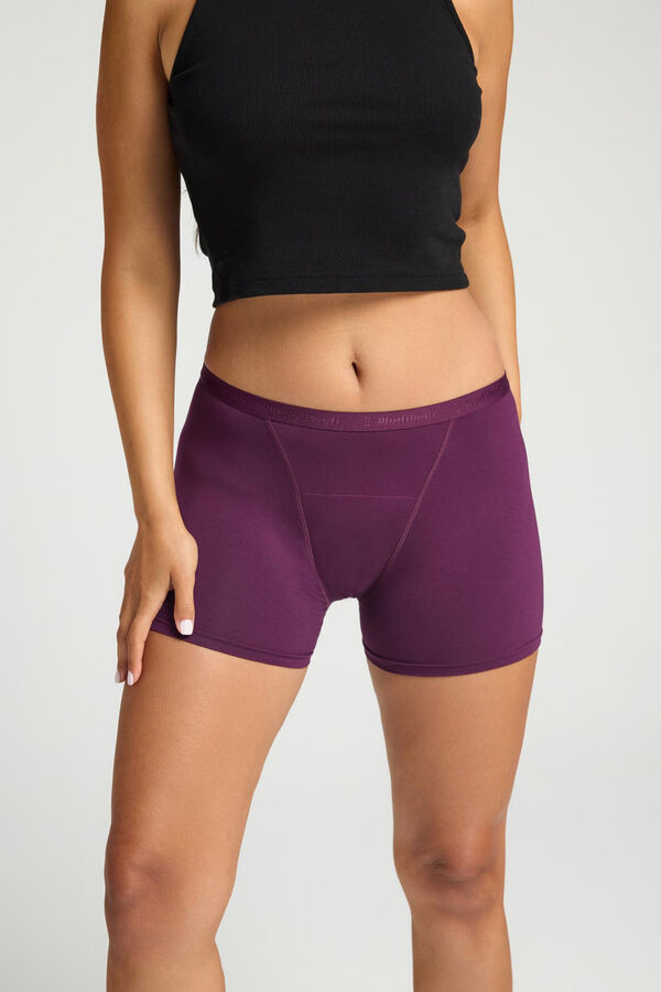 Womensecret Classic Raisin Purple bamboo boyshort period panties – heavy or overnight absorption printed