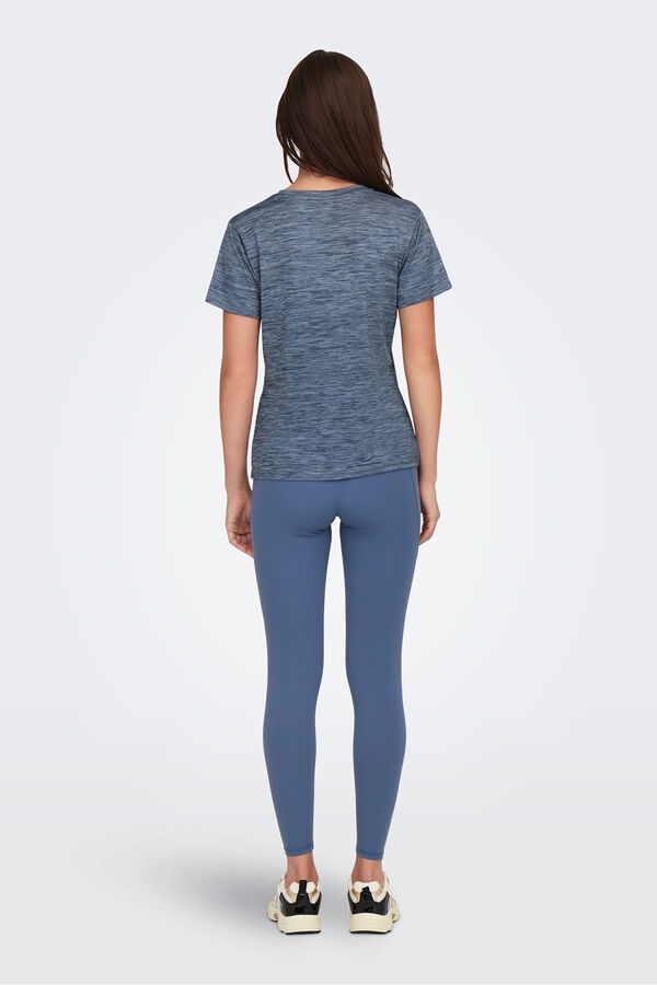 Only Play kurz&auml;rmelig T-Shirt mit V- Ausschnitt aus Stoff mit Wascheffekt Blau