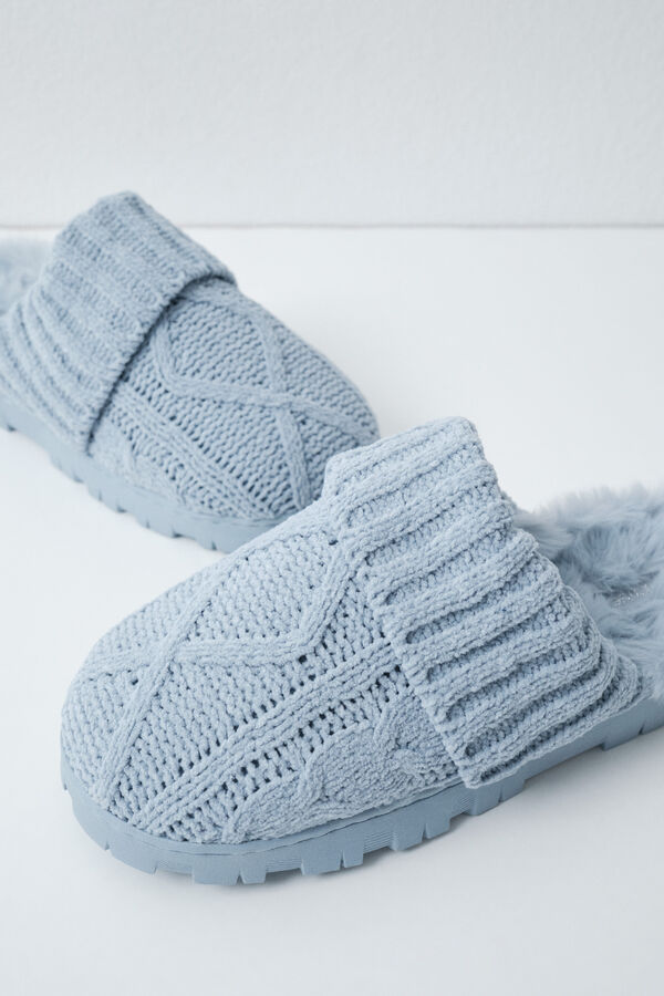 Women'secret Blue knit slippers blue
