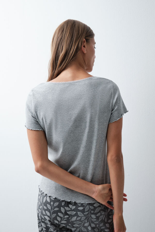Women'secret Grey cotton short sleeve T-shirt grey