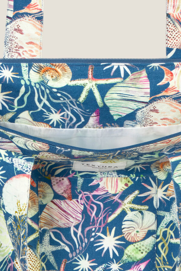 Textura Bestickte Tasche aus laminierter Baumwolle Blau