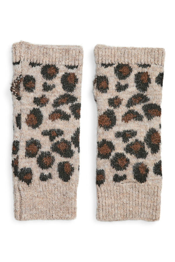 Pieces Mitones Animal Print gris