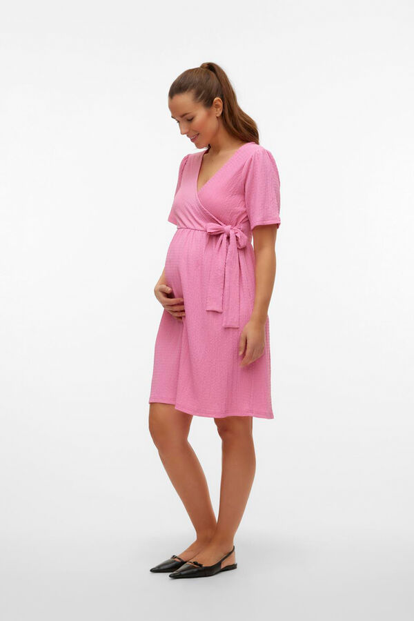 Womensecret Vestido curto de manga curta maternity e lactância rosa