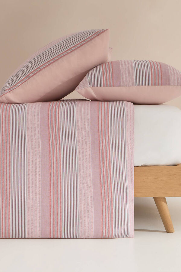 Womensecret Textured striped duvet cover. For an 80-90 cm bed. rose