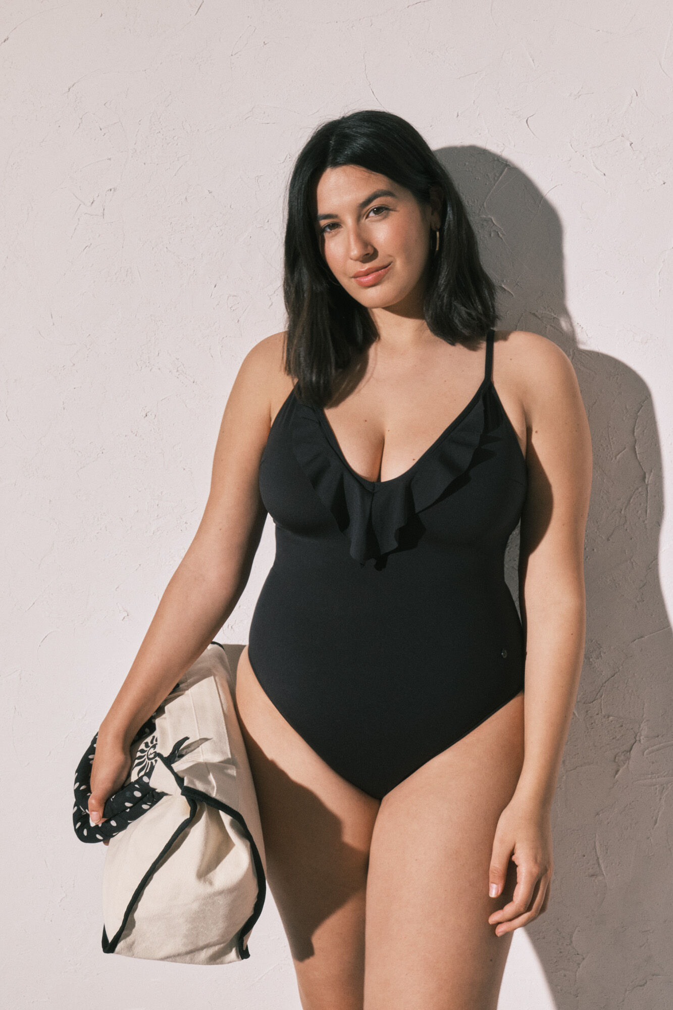 Women'secret Black shaping ruffle swimwear