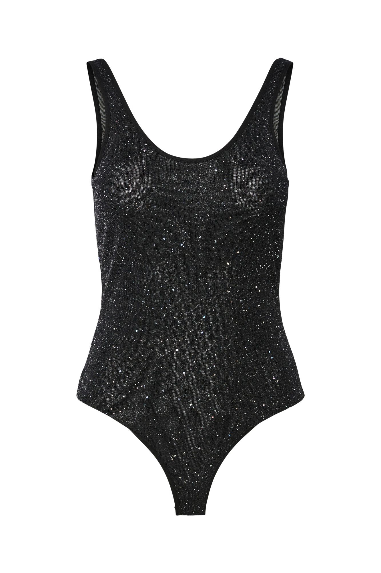 Pieces &Auml;rmelloser Body mit Glitzer