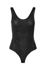 Pieces &Auml;rmelloser Body mit Glitzer Schwarz