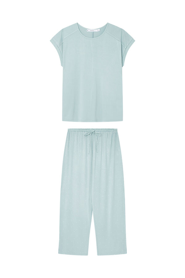 Womensecret Pöttyös, kék Ecovero™ pizsama zöld