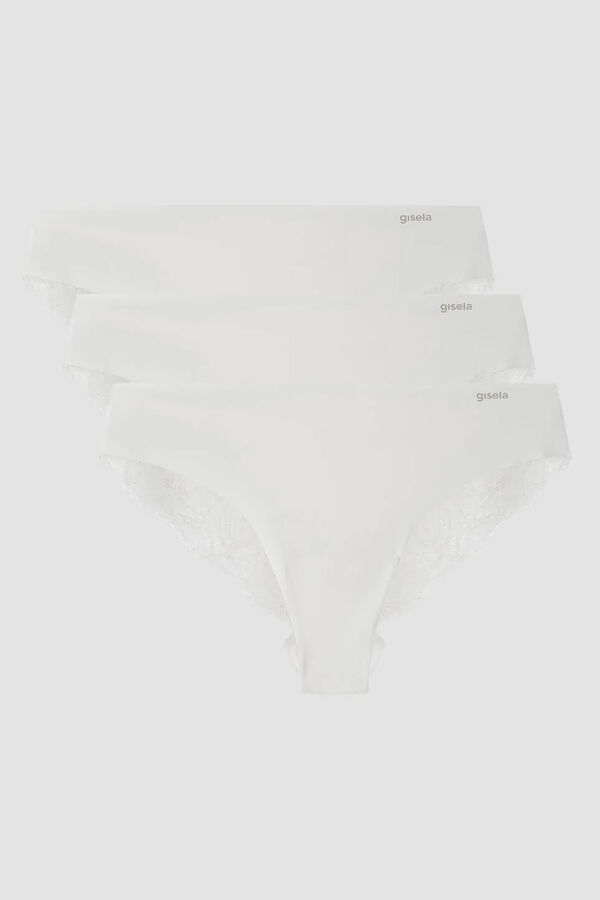 Gisela Laser-cut Brazilian panties beige
