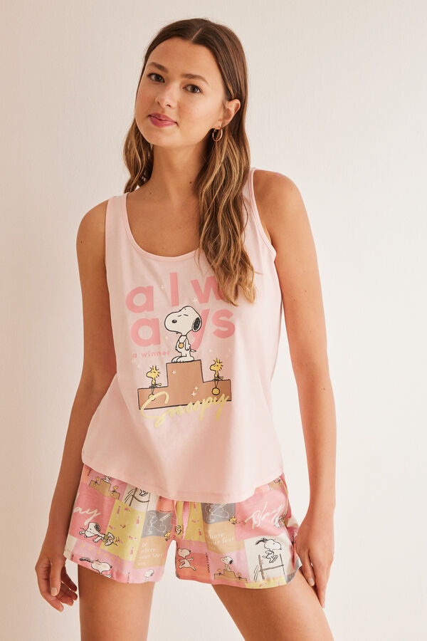 Womensecret Pijama corto 100% algodón Snoopy “Always” rosa