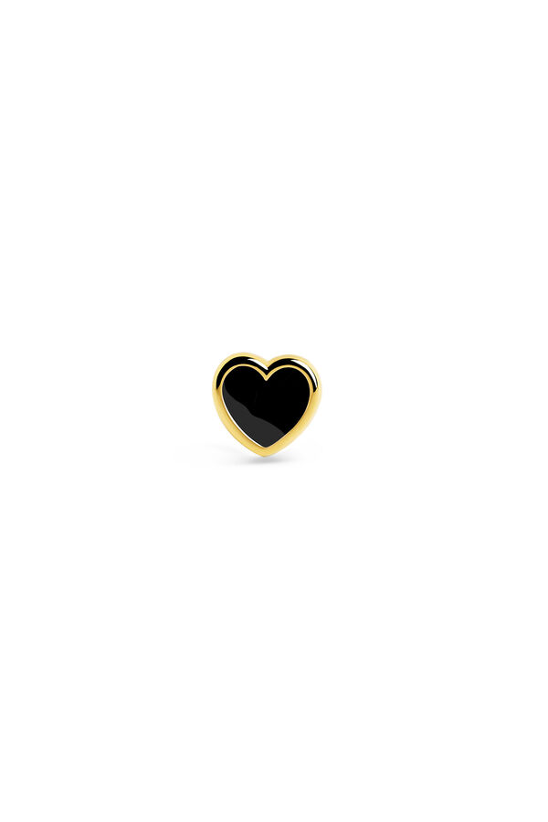 Womensecret Pendiente Suelto Heart Black Enamel Oro printed