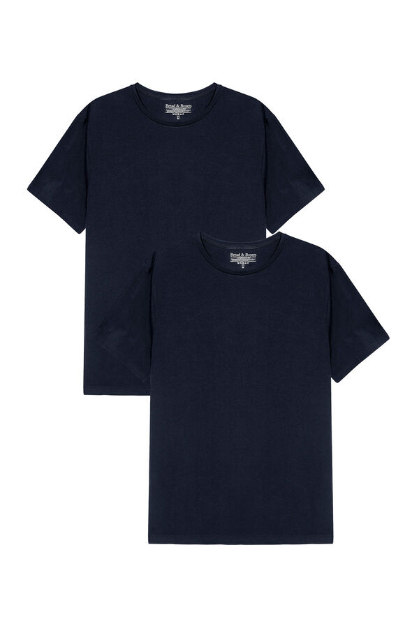 Bread & Boxers Pack of 2 stretchy crew neck in organic cotton in navy blue bleu